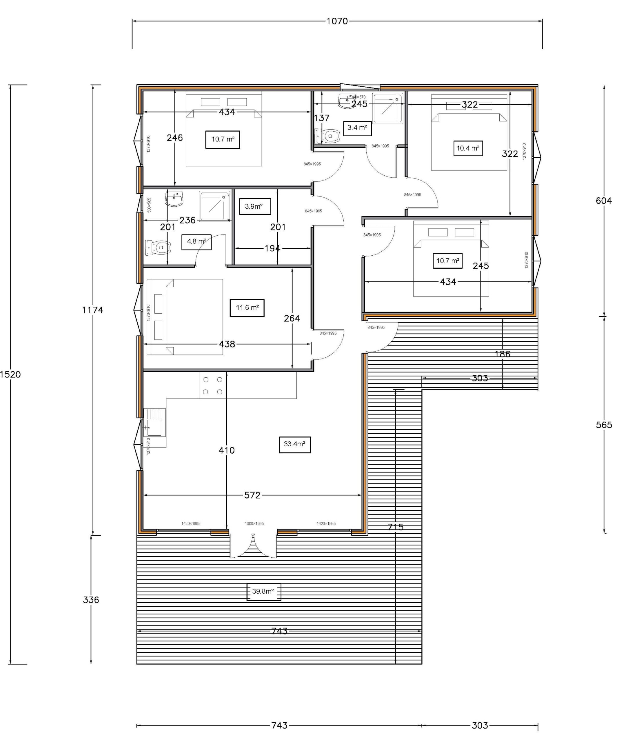 Plan chalet bois 90 m²