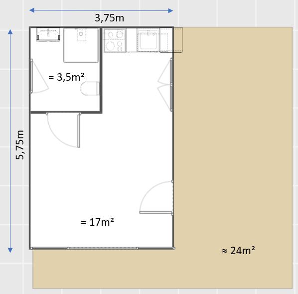 Plan chalet carport 20m²
